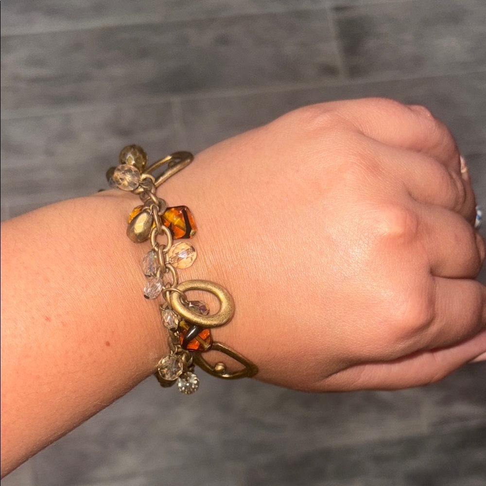 Chico's Gold and Brown Charm Bracelet